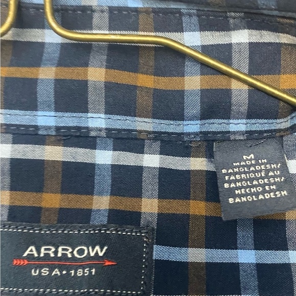 Arrow 1851 Men's Tall Hamilton Poplins Long Sleeve Button Down Plaid Shirt, M - Picture 2 of 5